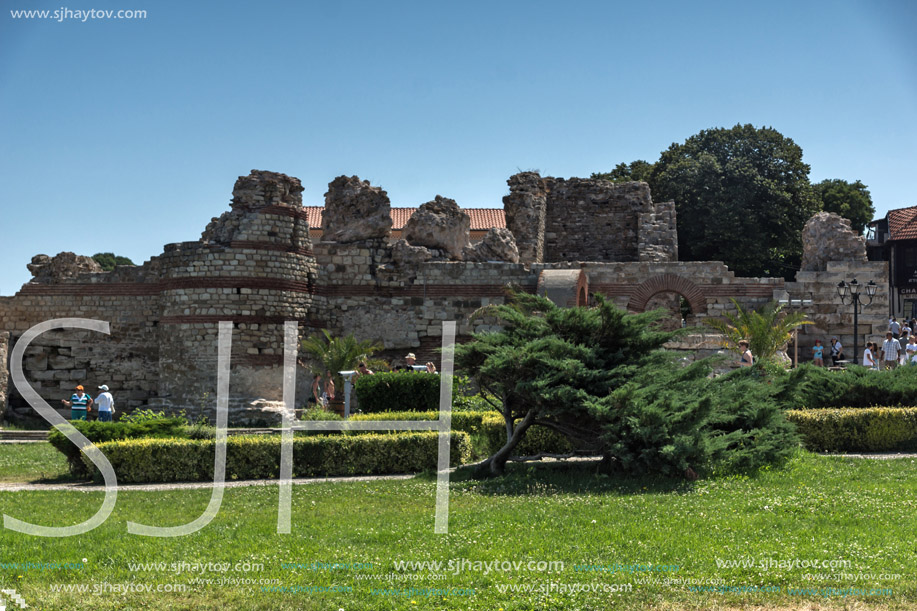 NESSEBAR, BULGARIA - 30 JULY 2014: Ancient ruins in the town of Nessebar, Burgas Region, Bulgaria