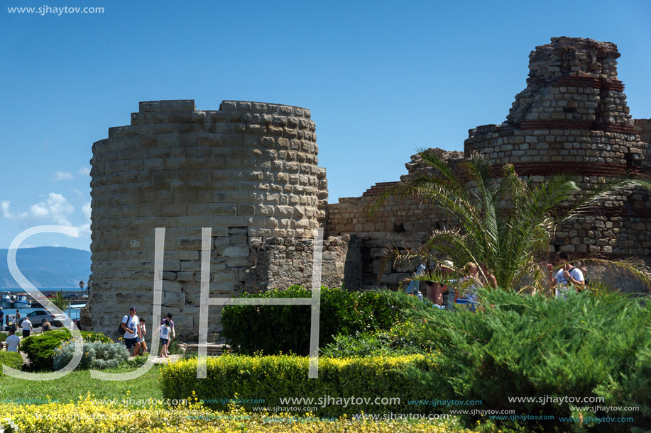 NESSEBAR, BULGARIA - 30 JULY 2014: Ancient ruins in the town of Nessebar, Burgas Region, Bulgaria