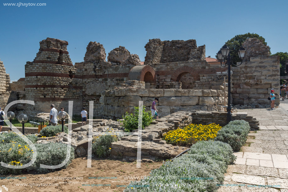 NESSEBAR, BULGARIA - 30 JULY 2014: Ancient ruins in the town of Nessebar, Burgas Region, Bulgaria