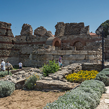 NESSEBAR, BULGARIA - 30 JULY 2014: Ancient ruins in the town of Nessebar, Burgas Region, Bulgaria