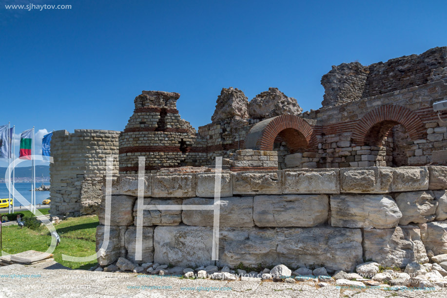 NESSEBAR, BULGARIA - 30 JULY 2014: Ancient ruins in the town of Nessebar, Burgas Region, Bulgaria