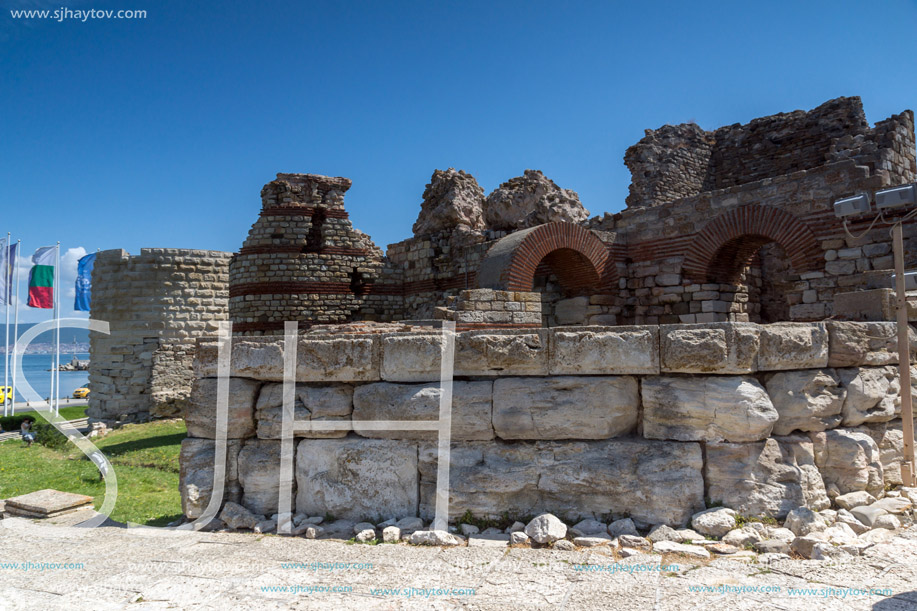 NESSEBAR, BULGARIA - 30 JULY 2014: Ancient ruins in the town of Nessebar, Burgas Region, Bulgaria