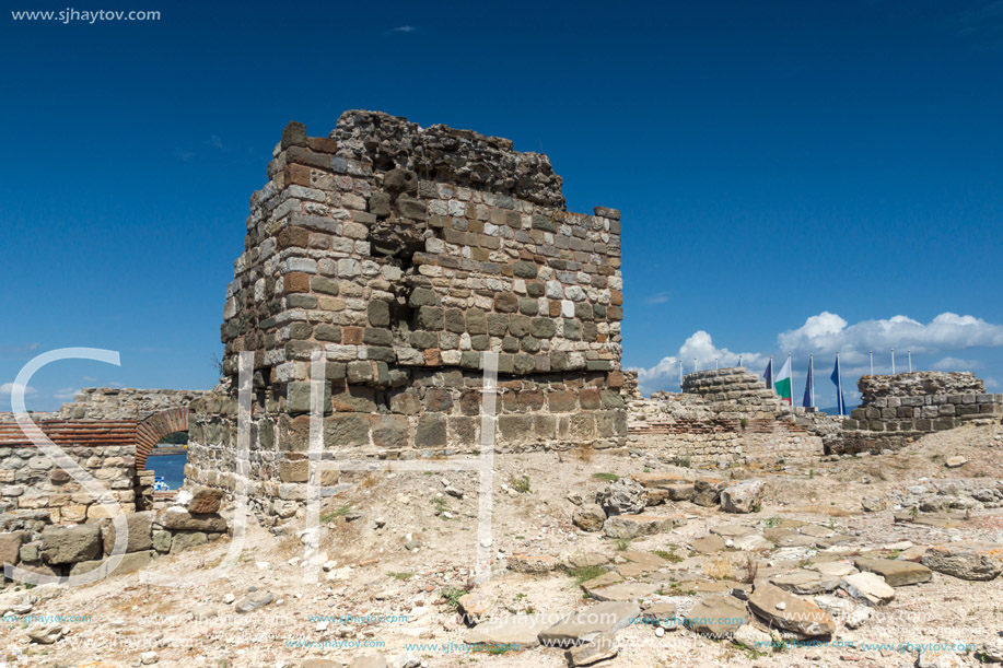 NESSEBAR, BULGARIA - 30 JULY 2014: Ancient ruins in the town of Nessebar, Burgas Region, Bulgaria