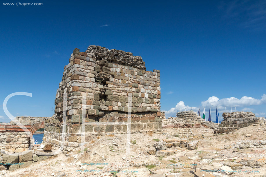 NESSEBAR, BULGARIA - 30 JULY 2014: Ancient ruins in the town of Nessebar, Burgas Region, Bulgaria