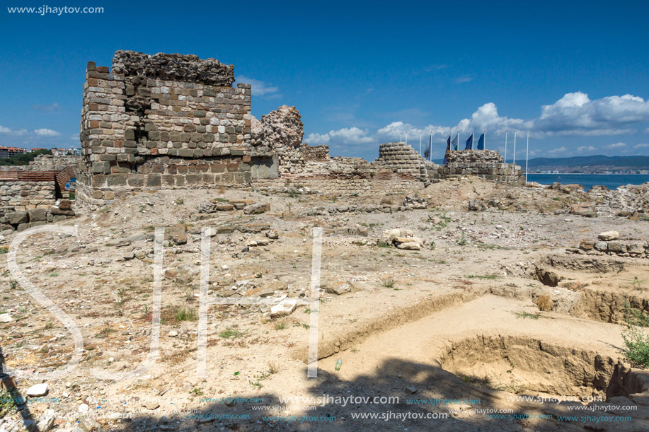 NESSEBAR, BULGARIA - 30 JULY 2014: Ancient ruins in the town of Nessebar, Burgas Region, Bulgaria