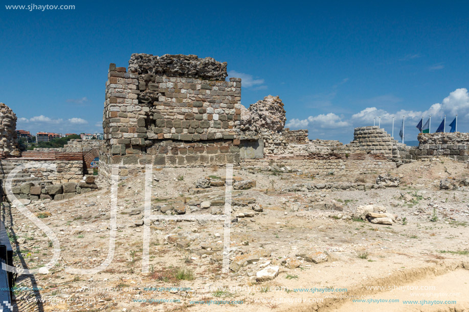 NESSEBAR, BULGARIA - 30 JULY 2014: Ancient ruins in the town of Nessebar, Burgas Region, Bulgaria