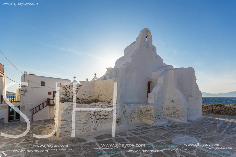 White orthodox church in Mykonos, Cyclades Islands, Greece