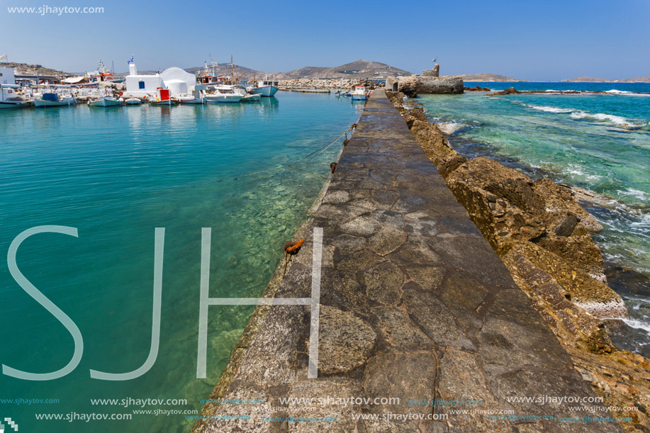 Venetian fortress and small port in Naoussa town, Paros island, Cyclades, Greece