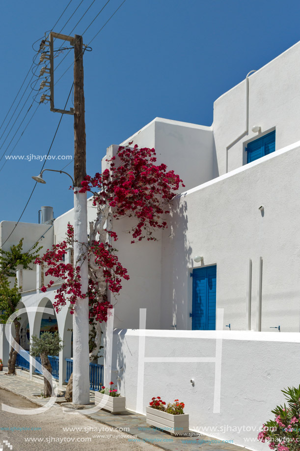 Typical street in town of Naoussa, Paros island, Cyclades, Greece