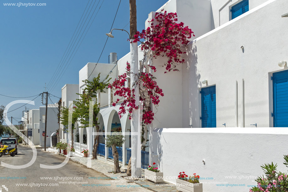 Typical street in town of Naoussa, Paros island, Cyclades, Greece