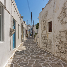 Typical street in town of Naoussa, Paros island, Cyclades, Greece