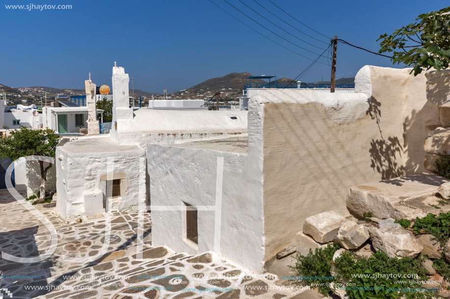 White church in Parakia, Paros island, Cyclades, Greece