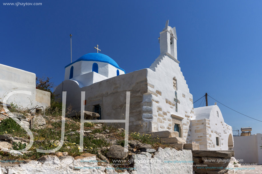 White church in Parakia, Paros island, Cyclades, Greece