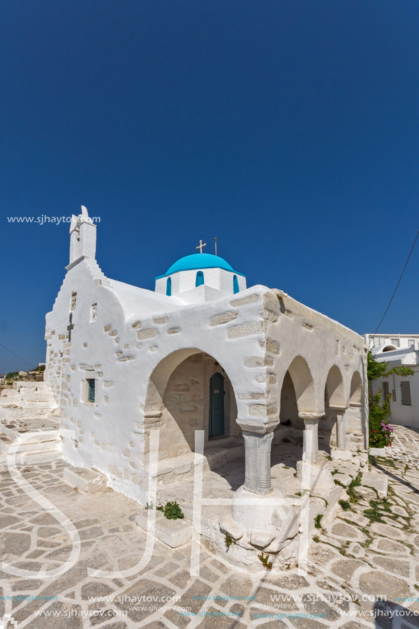 White church in Parakia, Paros island, Cyclades, Greece