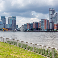LONDON, ENGLAND - JUNE 17 2016: Canary Wharf view from Greenwich, London, England, Great Britain