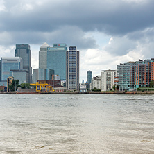 LONDON, ENGLAND - JUNE 17 2016: Canary Wharf view from Greenwich, London, England, Great Britain