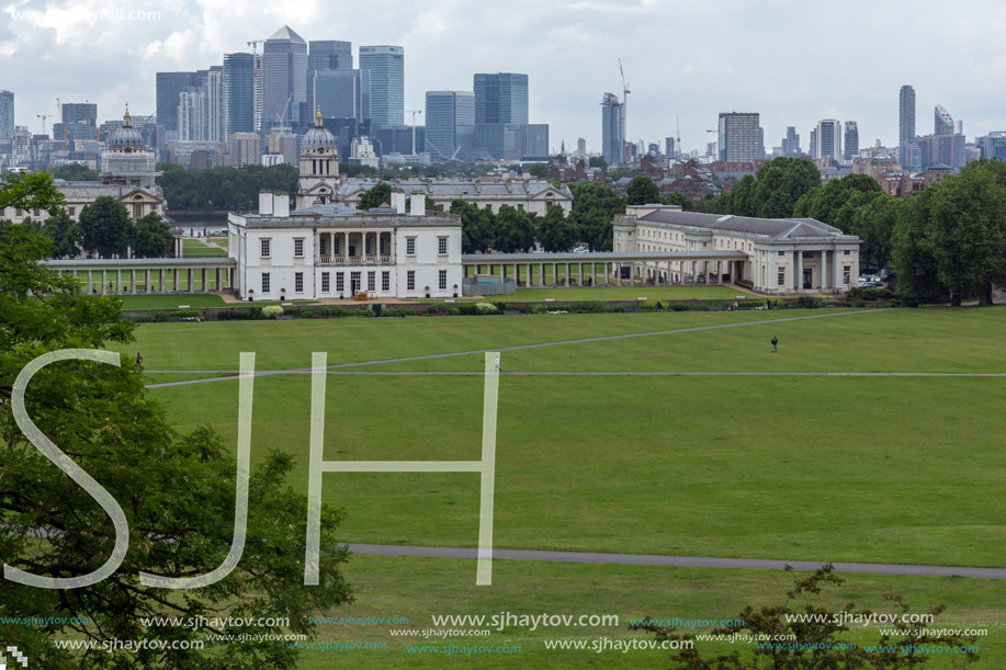 LONDON, ENGLAND - JUNE 17 2016: Amazing Panorama from Greenwich, London, England, United Kingdom