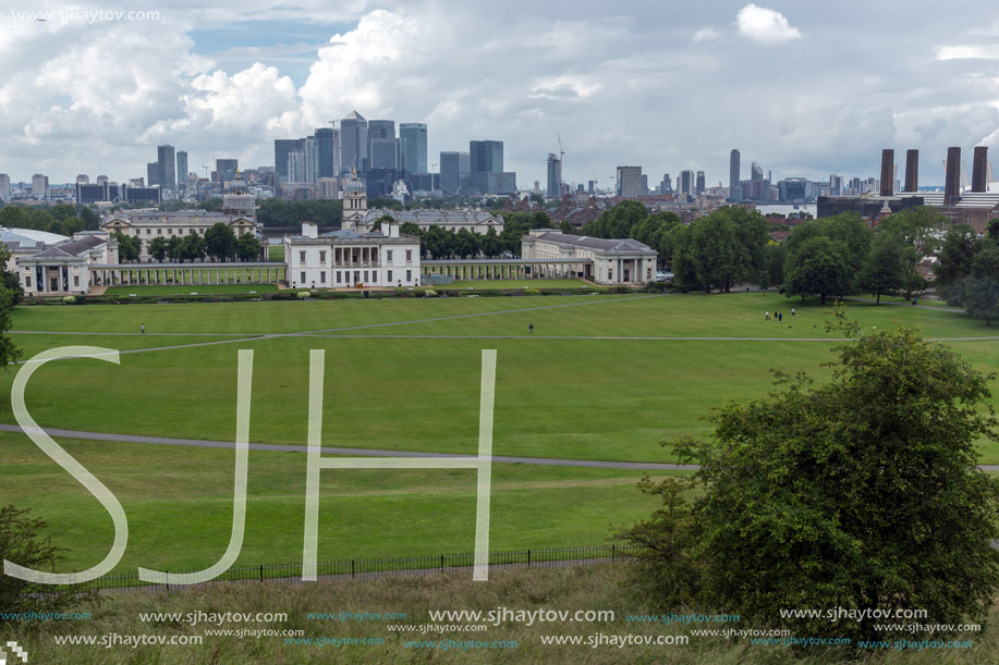 LONDON, ENGLAND - JUNE 17 2016: Amazing Panorama from Greenwich, London, England, United Kingdom