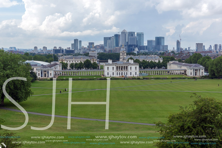 LONDON, ENGLAND - JUNE 17 2016: Amazing Panorama from Greenwich, London, England, United Kingdom
