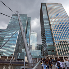 LONDON, ENGLAND - JUNE 17 2016: Business building and skyscraper in Canary Wharf, London, England, Great Britain