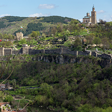 VELIKO TARNOVO, BULGARIA - 9 APRIL 2017: Ruins of The capital city of the Second Bulgarian Empire medieval stronghold Tsarevets, Veliko Tarnovo, Bulgaria