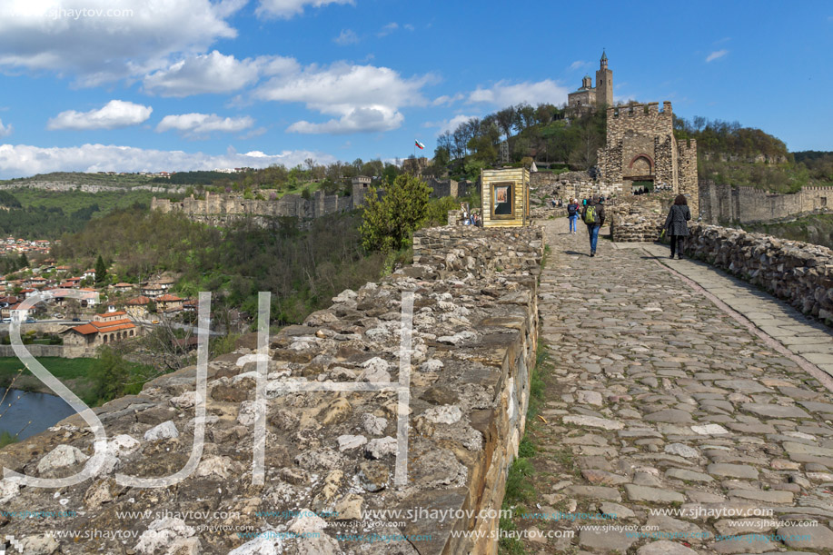 VELIKO TARNOVO, BULGARIA - 9 APRIL 2017: Ruins of The capital city of the Second Bulgarian Empire medieval stronghold Tsarevets, Veliko Tarnovo, Bulgaria