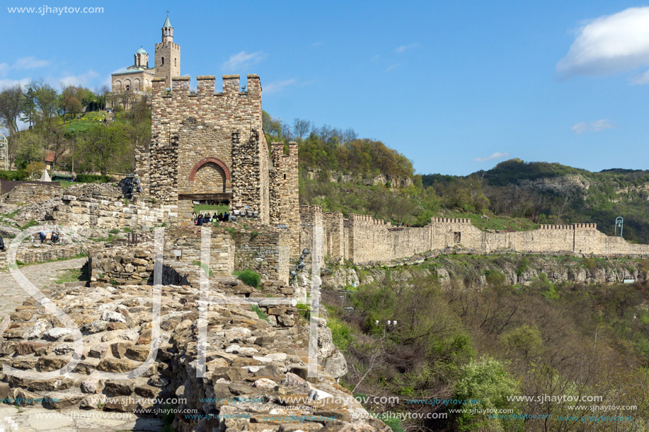 VELIKO TARNOVO, BULGARIA - 9 APRIL 2017: Ruins of The capital city of the Second Bulgarian Empire medieval stronghold Tsarevets, Veliko Tarnovo, Bulgaria