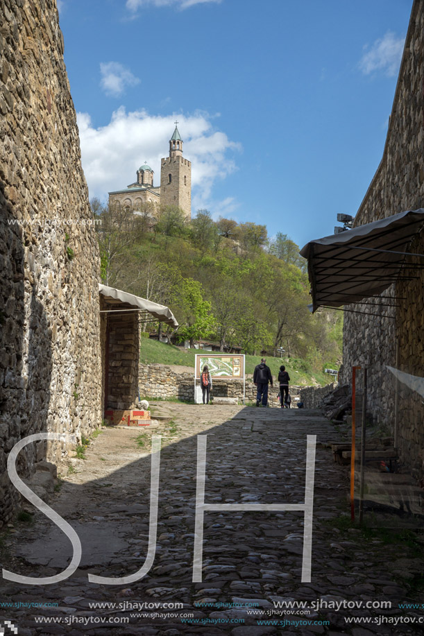 VELIKO TARNOVO, BULGARIA - 9 APRIL 2017: Ruins of The capital city of the Second Bulgarian Empire medieval stronghold Tsarevets, Veliko Tarnovo, Bulgaria