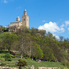 VELIKO TARNOVO, BULGARIA - 9 APRIL 2017: Ruins of The capital city of the Second Bulgarian Empire medieval stronghold Tsarevets, Veliko Tarnovo, Bulgaria