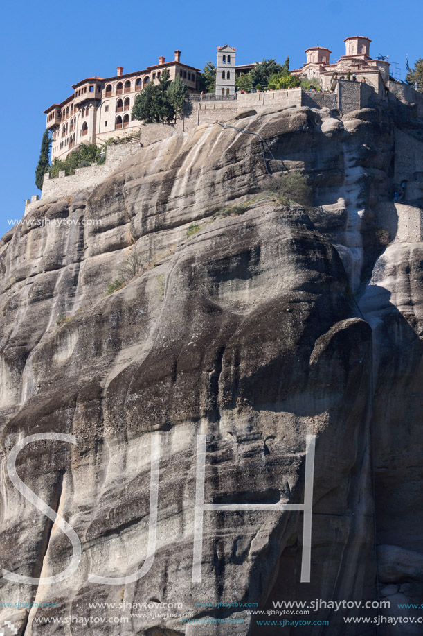 Amazing view of Holy Monastery of Varlaam in Meteora, Thessaly, Greece