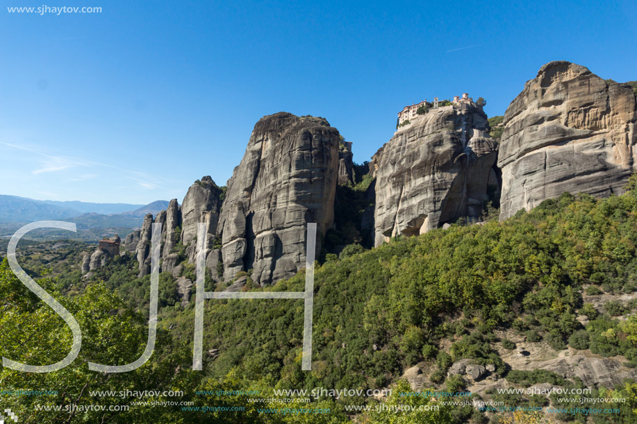 Amazing view of Holy Monastery of Varlaam in Meteora, Thessaly, Greece