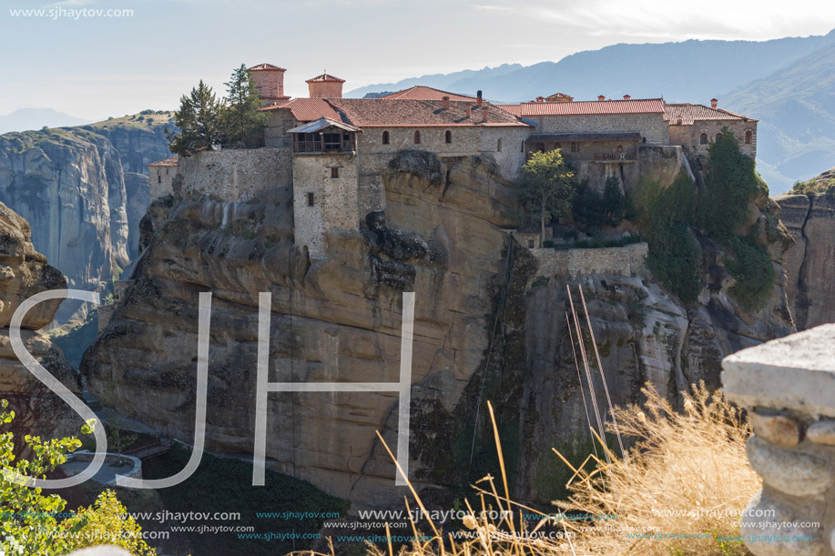 Amazing view of Holy Monastery of Varlaam in Meteora, Thessaly, Greece