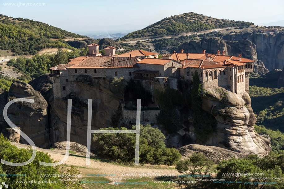 Amazing view of Holy Monastery of Varlaam in Meteora, Thessaly, Greece