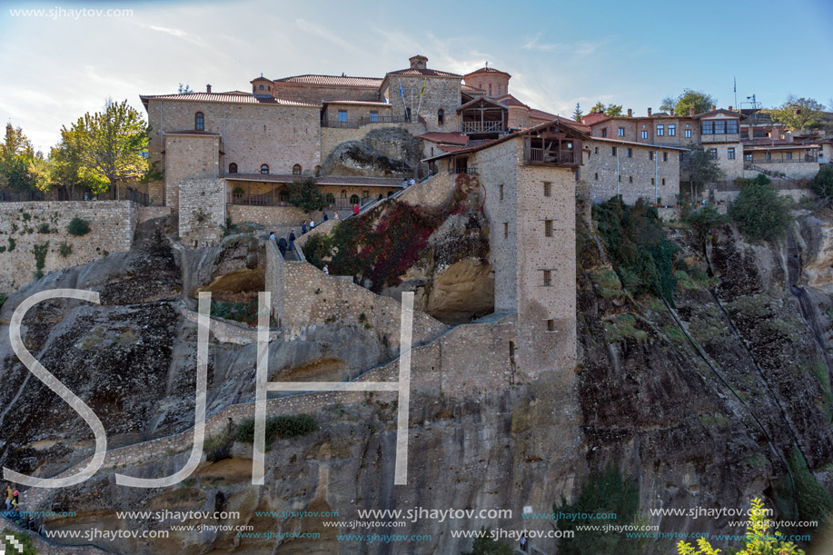 Amazing view of Holy Monastery of Great Meteoron in Meteora, Thessaly, Greece