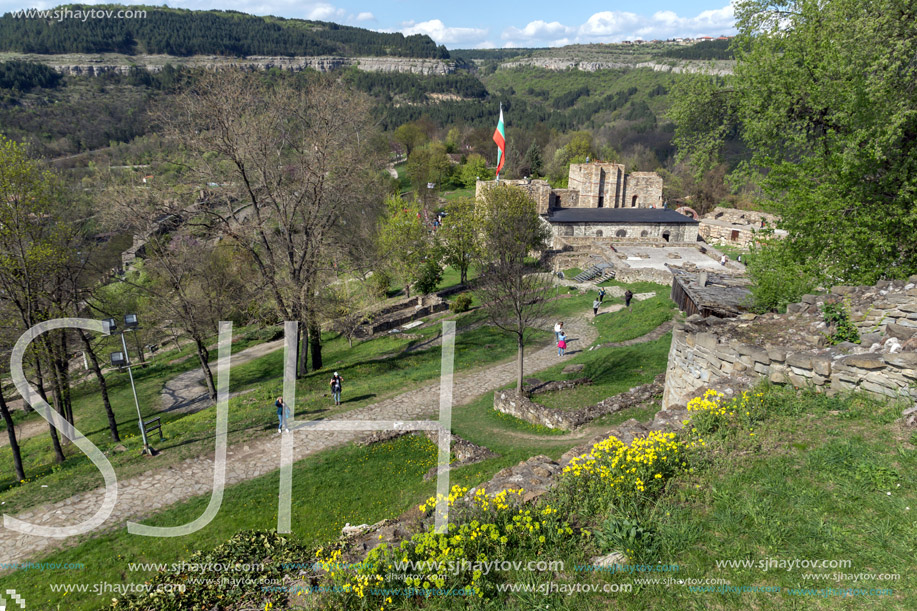 VELIKO TARNOVO, BULGARIA - 9 APRIL 2017: Ruins of The capital city of the Second Bulgarian Empire medieval stronghold Tsarevets, Veliko Tarnovo, Bulgaria
