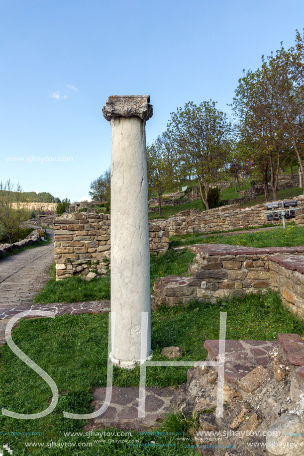 VELIKO TARNOVO, BULGARIA - 9 APRIL 2017: Ruins of The capital city of the Second Bulgarian Empire medieval stronghold Tsarevets, Veliko Tarnovo, Bulgaria