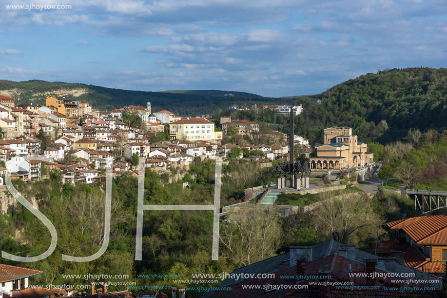 VELIKO TARNOVO, BULGARIA - 9 APRIL 2017: Panoramamic view of city of Veliko Tarnovo, Bulgaria