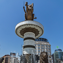 SKOPJE, REPUBLIC OF MACEDONIA - 13 MAY 2017: Skopje City Center and Alexander the Great Monument, Macedonia