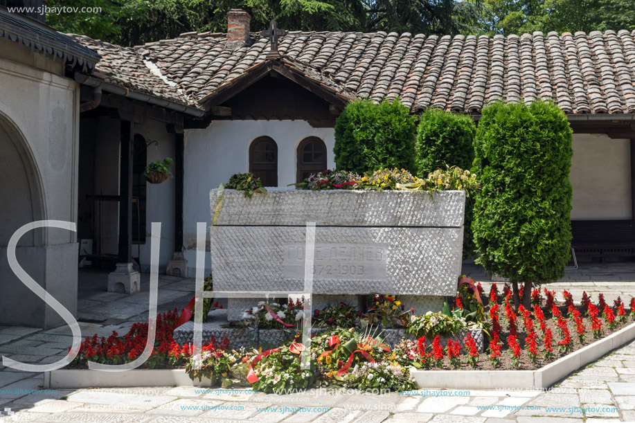 SKOPJE, REPUBLIC OF MACEDONIA - 13 MAY 2017: Orthodox Church of the Ascension of Jesus and The grave of Gotse Delchev in Skopje, Republic of Macedonia