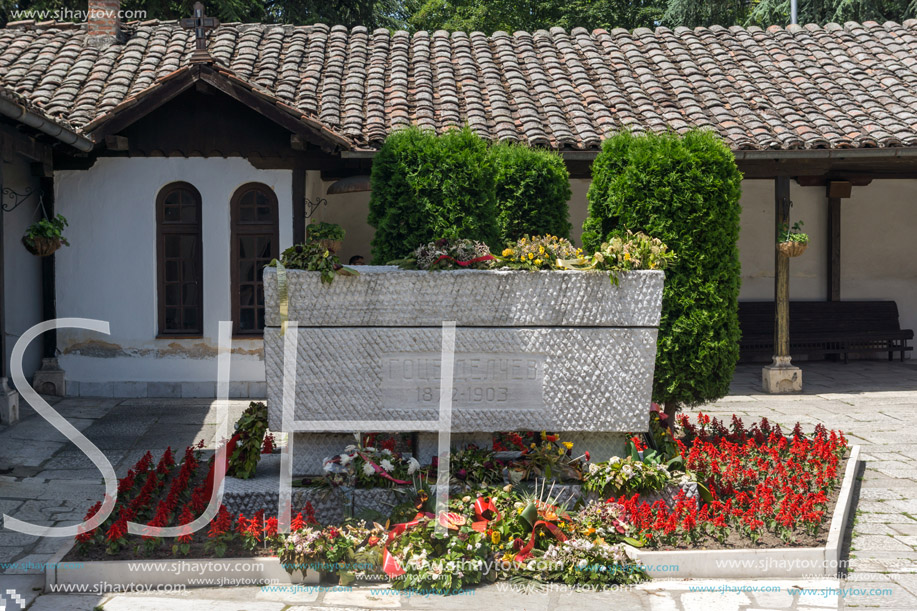 SKOPJE, REPUBLIC OF MACEDONIA - 13 MAY 2017: Orthodox Church of the Ascension of Jesus and The grave of Gotse Delchev in Skopje, Republic of Macedonia