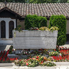 SKOPJE, REPUBLIC OF MACEDONIA - 13 MAY 2017: Orthodox Church of the Ascension of Jesus and The grave of Gotse Delchev in Skopje, Republic of Macedonia