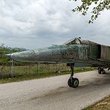 KRUMOVO, PLOVDIV, BULGARIA - 29 APRIL 2017: Fighter-Bomber Mikoyan-Gurevich MiG-23 in Aviation Museum near Plovdiv Airport, Bulgaria