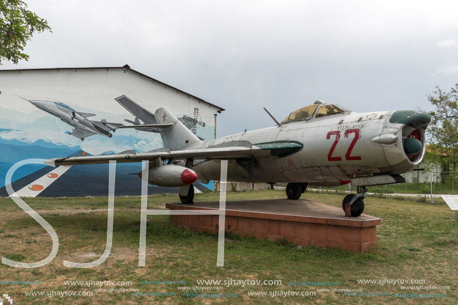 KRUMOVO, PLOVDIV, BULGARIA - 29 APRIL 2017: Fighter Mikoyan-Gurevich MiG-17 Aviation Museum near Plovdiv Airport, Bulgaria