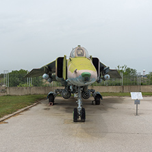KRUMOVO, PLOVDIV, BULGARIA - 29 APRIL 2017: Fighter-Bomber Mikoyan-Gurevich MiG-23 in Aviation Museum near Plovdiv Airport, Bulgaria