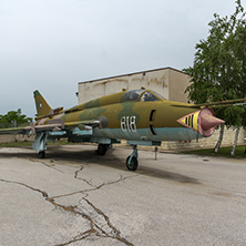 KRUMOVO, PLOVDIV, BULGARIA - 29 APRIL 2017: Fighter-Bomber  Sukhoi Su-22 in Aviation Museum near Plovdiv Airport, Bulgaria