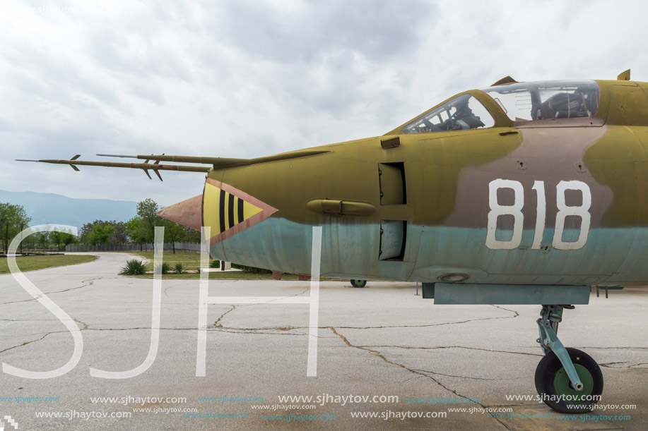 KRUMOVO, PLOVDIV, BULGARIA - 29 APRIL 2017: Fighter-Bomber  Sukhoi Su-22 in Aviation Museum near Plovdiv Airport, Bulgaria