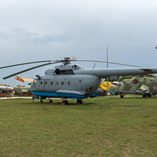 KRUMOVO, PLOVDIV, BULGARIA - 29 APRIL 2017:  Transport helicopter Mil Mi-8 in Aviation Museum near Plovdiv Airport, Bulgaria