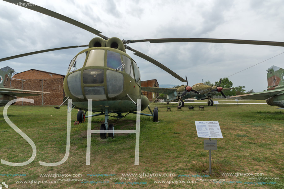 KRUMOVO, PLOVDIV, BULGARIA - 29 APRIL 2017:  Helicopter Mil Mi-8 in Aviation Museum near Plovdiv Airport, Bulgaria