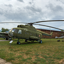 KRUMOVO, PLOVDIV, BULGARIA - 29 APRIL 2017:  Transport helicopter Mil Mi-8 in Aviation Museum near Plovdiv Airport, Bulgaria