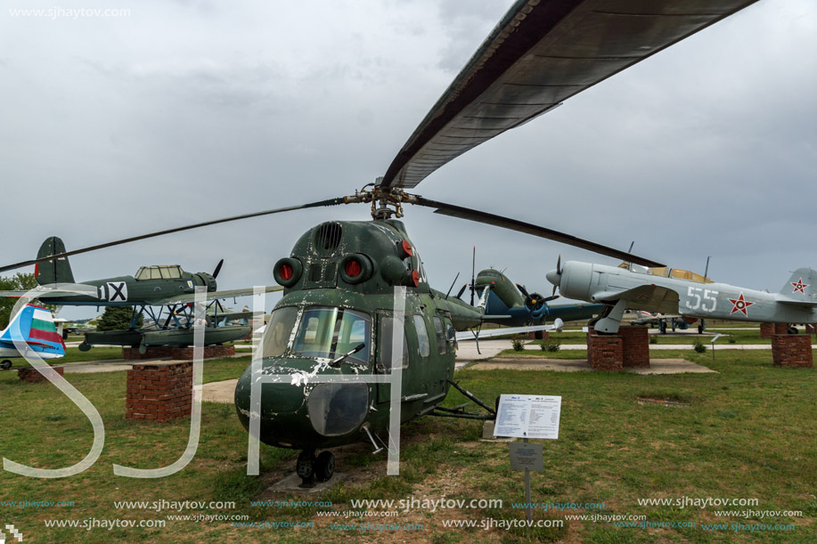 KRUMOVO, PLOVDIV, BULGARIA - 29 APRIL 2017:  Transport helicopter Mil Mi-8 in Aviation Museum near Plovdiv Airport, Bulgaria